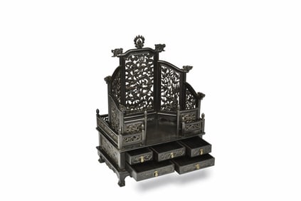 ZITAN WOOD CARVED NICHE FOR BUDDHA STATUES