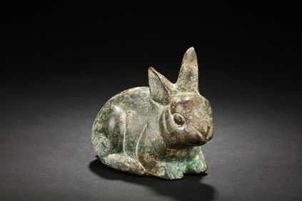 ARCHAIC BRONZE CAST RABBIT FIGURE