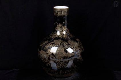 GILT BRONZE CAST AND CARVED VASE