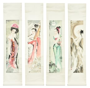 XUE LINXING: SET OF FOUR INK AND COLOR ON PAPER PAINTINGS 'BEAUTY'
