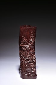 ZITAN WOOD CARVED 'FLOWERS' INCENSE HOLDER