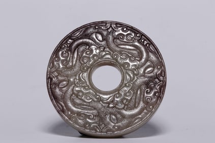 ANCIENT JADE BELT WITH DRAGON-PATTERNED JADE BI