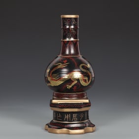 SONG RU KILN LACQUER PROCESS STRING PATTERN EVEN SEAT BOTTLE