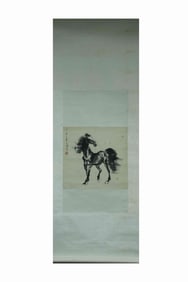 XU BEIHONG'S "JING MA TU" HANGING SCROLL