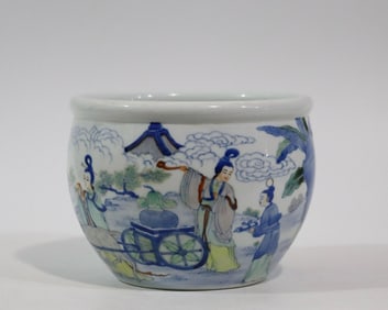 QING KANGXI YEAR SYSTEM DOUCAI CHARACTER STORY TANK