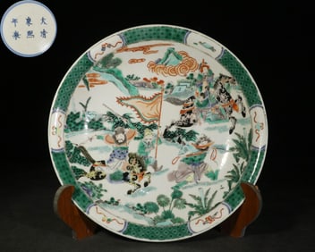 MADE IN THE KANGXI PERIOD OF THE QING DYNASTY FIVE-COLOR SWORD-AND-HORSE FEMALE FIGURE STORY