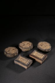 GILT COPPER INCENSE BOX, A SET OF FIVE RECTANGULAR