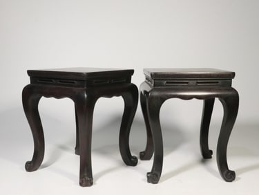 A PAIR OF SQUARE FLOWER TABLES MADE OF SMALL-LEAF RED SANDALWOOD