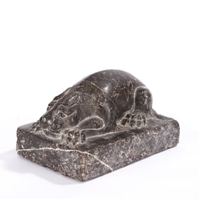 OLD BLUE STONE AUSPICIOUS ANIMAL SEAT WEIGHT
