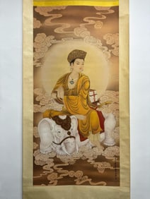 ZHANG DAQIAN HAND PAINTING TIBETAN BUDDHA SILK SCROLL