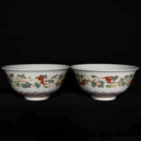 QING YONGZHENG PASTEL FU LU GRAIN BOWL
