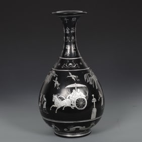 40CM SONG HEIRU KILN SILVER PAINTING FIGURES, HUNTING FIGURES, LARGE JADE POTS, SPRING BOTTLES
