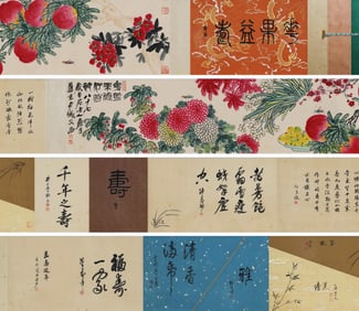 QI BAISHI HAND SCROLL LONG SCROLL HE XIANGNING SHA MENG HAI DENG SANMU QI KUN IN NON-TIAN SHIGUANG