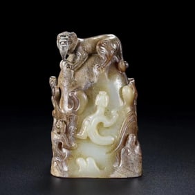 HETIAN MOUNTAIN MATERIAL LOUJUO JADE EXQUISITE CARVING EXQUISITE BODY BLACK ANCIENT QIN
