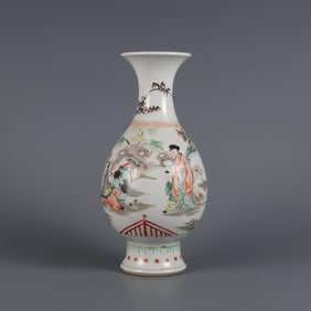 QING KANGXI YEAR COLORFUL CHARACTER STORY APPRECIATION BOTTLE