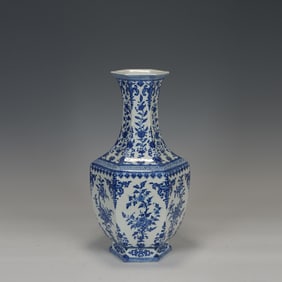 BLUE AND WHITE ORIGAMI FLOWER APPRECIATION VASE