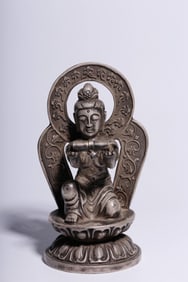 QING DYNASTY SILVER ENGRAVED DONOR ORNAMENTS