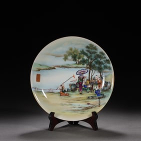 FAMILLE ROSE FIGURE STORY APPRECIATION PLATE