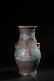 QING COPPER CLOISONNE APPRECIATION BOTTLE