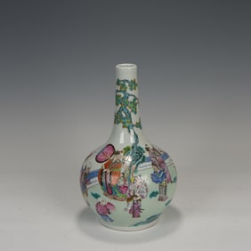 PAIR OF PASTEL-COLORED FIGURE-STORY CELESTIAL GLOBE VASES