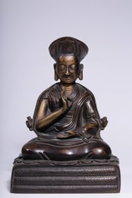QING DYNASTY ZHANGJIA HUTUKTU BRONZE SEATED STATUE