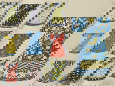 ZHANG DAQIAN HAND PAINTING QING PALACE COSTUMES, EMPEROR AND QUEEN ROBES TEN PAGES BOOK