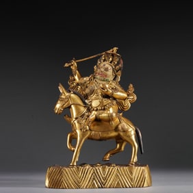 QING DYNASTY, GILDED COPPER AUSPICIOUS GODDESS SEATED STATUE