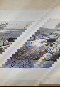 LIU MAOSHAN HAND PAINTING WATER TOWN SCROLL