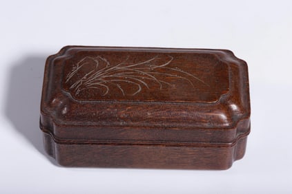 QING DYNASTY BAMBOO CARVING ORCHID GRASS PATTERN JAPANESE CORNER COVER BOX