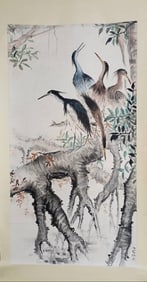 FANG RENDING, FLOWERS AND BIRDS, HANGING SCROLL