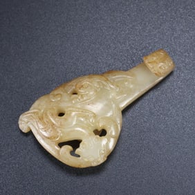 HETIAN MOUNTAIN MATERIAL CHI DRAGON WITH HOOK JADE OIL RUN CARVING WORKERS SHARP PACKAGE PULP LIGHT