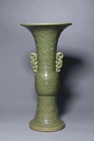 MING LONGQUAN JINYUMANTANG DOUBLE-HANDLED FLOWER VASE