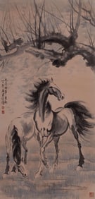XU BEIHONG'S TWO HORSES PAINTING