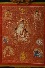 QING DYNASTY MINERAL PAINTED VAJRASATTVA THANGKA WHOLE