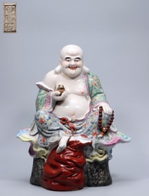 ZENG LONGSHENG MARK POWDER-COLORED MAITREYA LAUGHING BUDDHA