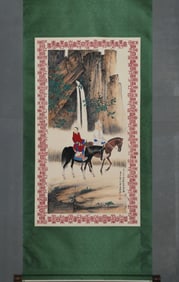 ZHANG DAQIAN TIBETAN FEMALE NOMADIC PICTURE HAND-PAINTED LONGEVITY FRAME FINE FRAMED