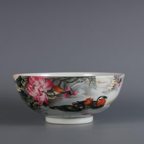 QING YONGZHENG YEAR ENAMEL COLOR LOTUS POND FUN PICTURE BOWL