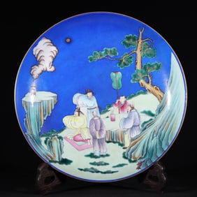 OLD COLLECTION OF QIANLONG FAMILLE ROSE FIGURE PLATE