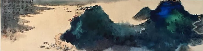 ZHANG DAQIAN: INK AND COLOR ON PAPER PAINTING 'LANDSCAPE'