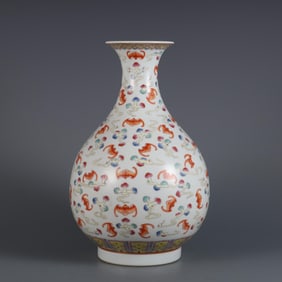 QING GUANGXU PASTEL HONGFU TIAN JADE POT SPRING BOTTLE