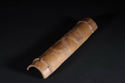 CHEN MINGYUAN, QING DYNASTY ZISHA BAMBOO ENGRAVING CLOUD DRAGON ARM OF THE STUDY