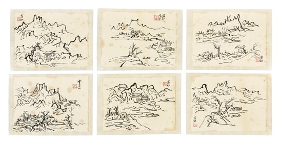 HUANG BINHONG: SIX INK ON PAPER SKETCHES