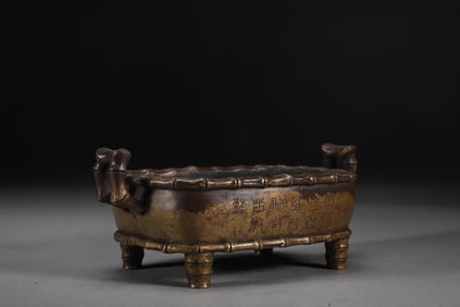 OLD COLLECTION OF PRECISION CAST COPPER TIRES SQUARE SLUB BURNER, MARK DAMING JINGTAI THREE YEARS OF