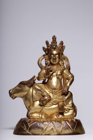 QING DYNASTY GILT BRONZE STATUE OF THE MOTHER OF UNIVERSAL ACCOMPLISHMENT