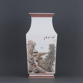 THE REPUBLIC OF CHINA ZHUSHAN EIGHT FRIENDS WHO PEOPLE SNOW LANDSCAPE FIGURE POETRY FIGURE SQUARE