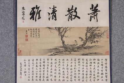 TANG YIN, FIGURES LANDSCAPE SCROLL