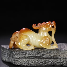 HETIAN JADE RUI ANIMAL JADE QUALITY EXQUISITE OIL RUN PACKAGE PULP OLD WAY