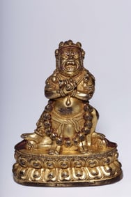 QING DYNASTY COPPER GILT VAJRAPANI BODHISATTVA STATUE