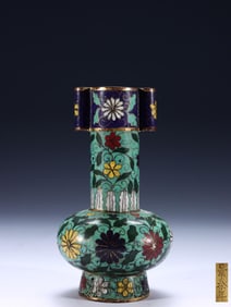 JINGTAI PERIOD OF THE MING DYNASTY, COPPER-BASED CLOISONN? ENAMEL LONG-NECKED VASE WITH EARS