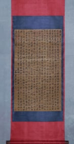 DONG QICHANG OLD SILK CALLIGRAPHY STANDING AXIS FINE MOUNTED